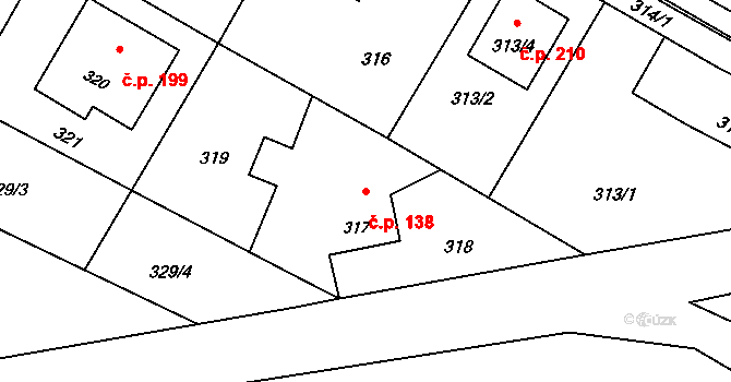 Děhylov 138 na parcele st. 317 v KÚ Děhylov, Katastrální mapa