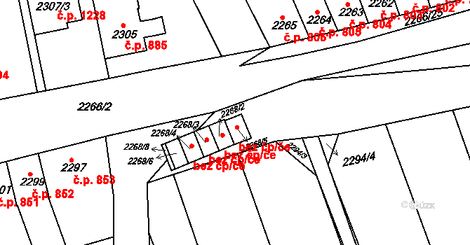 Rousínov 43457053 na parcele st. 2268/5 v KÚ Rousínov u Vyškova, Katastrální mapa