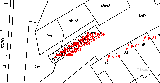 Branišovice 44568053 na parcele st. 126/31 v KÚ Branišovice, Katastrální mapa