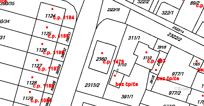 Kateřinky 1476, Opava na parcele st. 2360 v KÚ Kateřinky u Opavy, Katastrální mapa