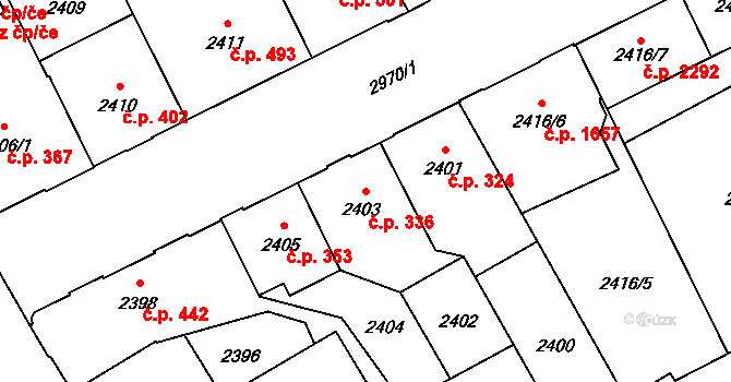 Předměstí 336, Opava na parcele st. 2403 v KÚ Opava-Předměstí, Katastrální mapa