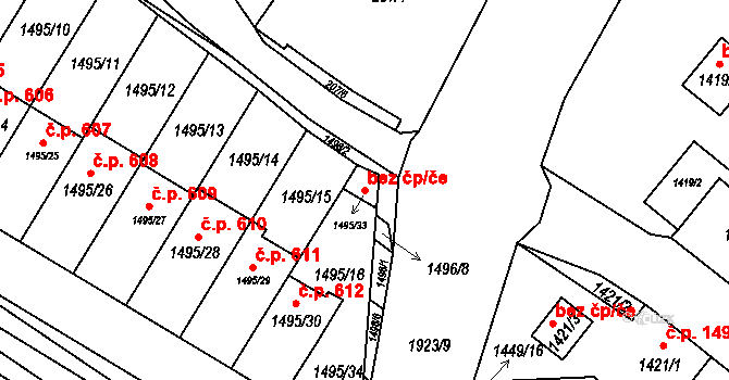 Zbýšov 46049053 na parcele st. 1495/33 v KÚ Zbýšov u Oslavan, Katastrální mapa