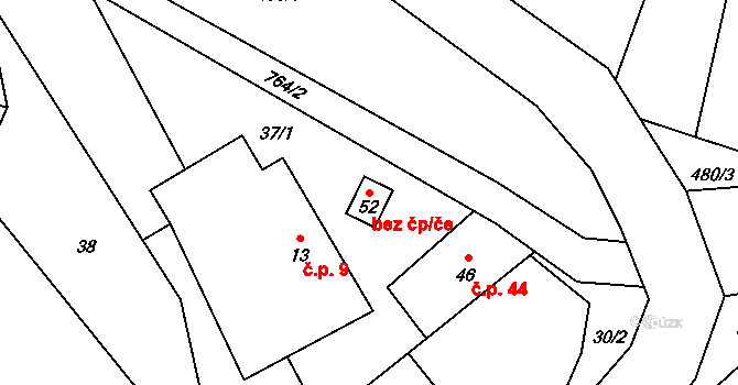 Vrcovice 46217053 na parcele st. 52 v KÚ Vrcovice, Katastrální mapa