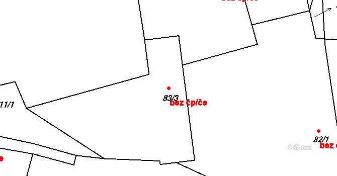 Všestary 46310053 na parcele st. 83/3 v KÚ Rozběřice, Katastrální mapa