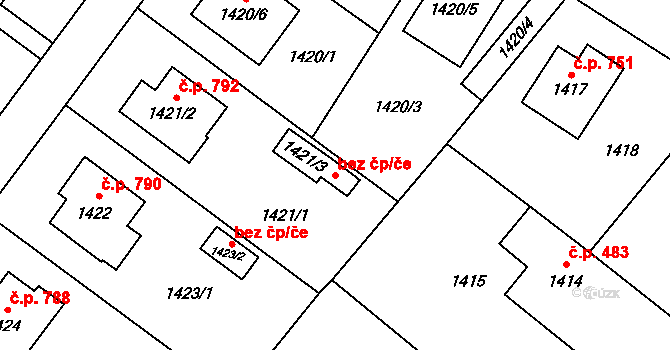 Studénka 50284053 na parcele st. 1421/3 v KÚ Studénka nad Odrou, Katastrální mapa
