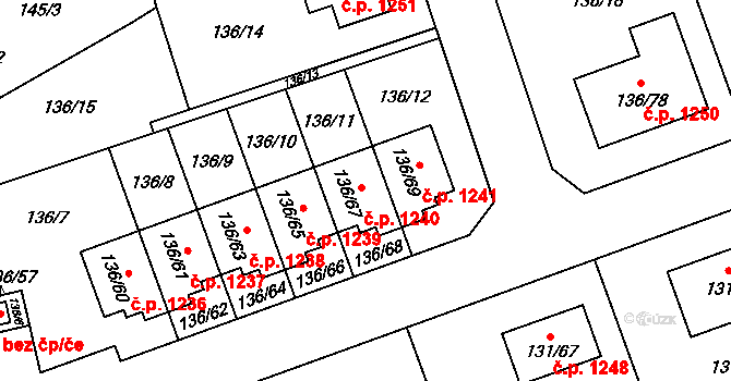 Černice 1240, Plzeň na parcele st. 136/67 v KÚ Černice, Katastrální mapa