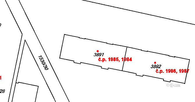 Budějovické Předměstí 1984,1985, Písek na parcele st. 3891 v KÚ Písek, Katastrální mapa