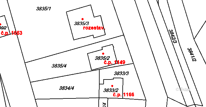Dětmarovice 1149 na parcele st. 3835/2 v KÚ Dětmarovice, Katastrální mapa