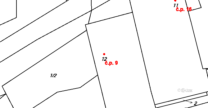 Šachotín 9, Šlapanov na parcele st. 12 v KÚ Šachotín, Katastrální mapa
