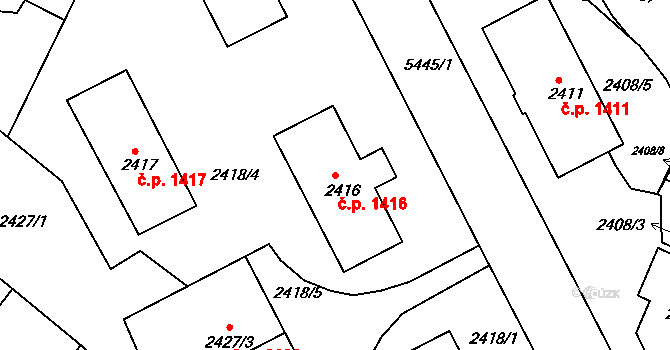 Znojmo 1416 na parcele st. 2416 v KÚ Znojmo-město, Katastrální mapa