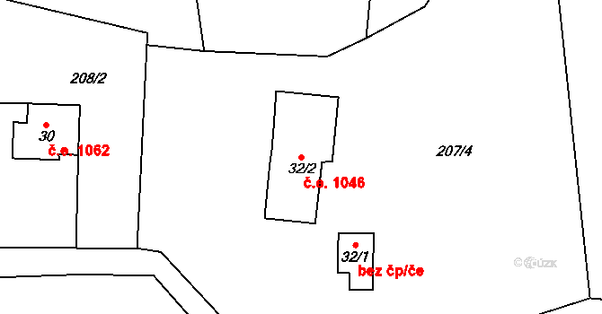 Rejdice 1046, Kořenov na parcele st. 32/2 v KÚ Rejdice, Katastrální mapa