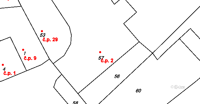Heroltice 2, Jihlava na parcele st. 57 v KÚ Heroltice u Jihlavy, Katastrální mapa
