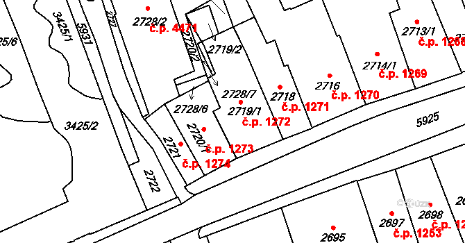 Jihlava 1272 na parcele st. 2719/1 v KÚ Jihlava, Katastrální mapa