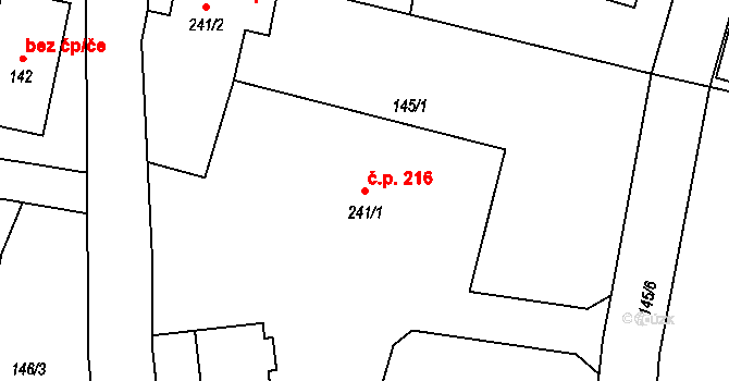 Sedlec 216, Sedlec-Prčice na parcele st. 241/1 v KÚ Sedlec u Votic, Katastrální mapa