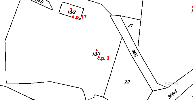 Borek 3 na parcele st. 10/1 v KÚ Borek u Miletína, Katastrální mapa