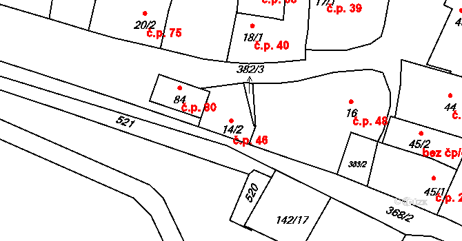 Michalovice 46 na parcele st. 14/2 v KÚ Michalovice u Velkých Žernosek, Katastrální mapa