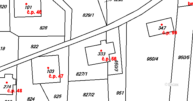 Horní Tříč 56, Vysoké nad Jizerou na parcele st. 333 v KÚ Tříč, Katastrální mapa