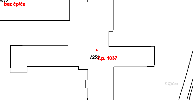 Rožnov pod Radhoštěm 1037 na parcele st. 1252 v KÚ Rožnov pod Radhoštěm, Katastrální mapa