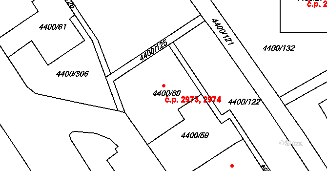 Severní Terasa 2973,2974, Ústí nad Labem na parcele st. 4400/60 v KÚ Ústí nad Labem, Katastrální mapa