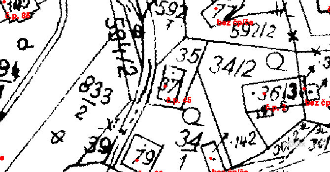 Hejnice 45 na parcele st. 37 v KÚ Hejnice u Žamberka, Katastrální mapa