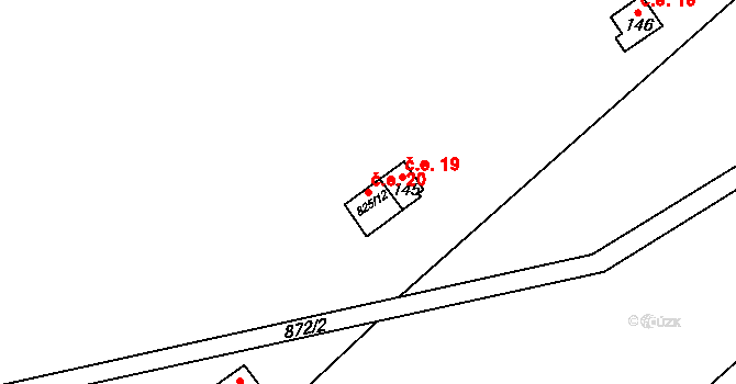 Kuroslepy 20 na parcele st. 825/12 v KÚ Kuroslepy, Katastrální mapa