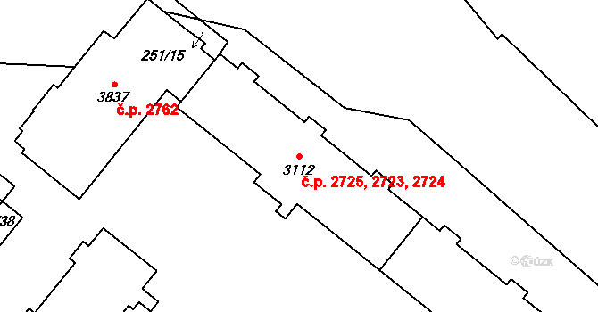 Břeclav 2723,2724,2725 na parcele st. 3112 v KÚ Břeclav, Katastrální mapa