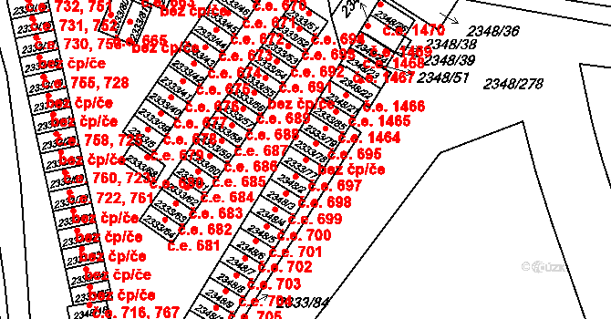 Pelhřimov 697 na parcele st. 2333/77 v KÚ Pelhřimov, Katastrální mapa