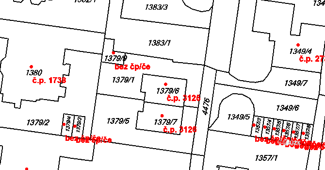 Teplice 3125 na parcele st. 1379/6 v KÚ Teplice, Katastrální mapa