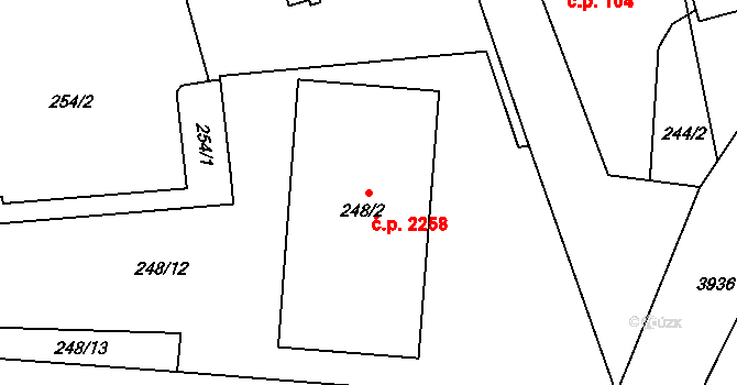 Horní Počernice 2258, Praha na parcele st. 248/2 v KÚ Horní Počernice, Katastrální mapa