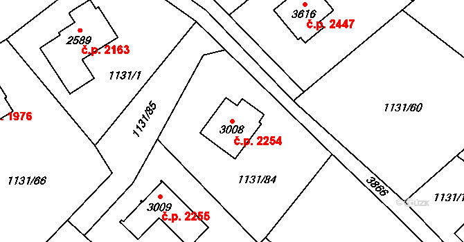 Dvůr Králové nad Labem 2254 na parcele st. 3008 v KÚ Dvůr Králové nad Labem, Katastrální mapa