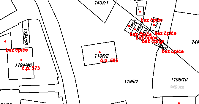 Teplické Předměstí 585, Bílina na parcele st. 1195/2 v KÚ Bílina, Katastrální mapa