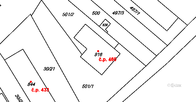 Přerov II-Předmostí 460, Přerov na parcele st. 916 v KÚ Předmostí, Katastrální mapa