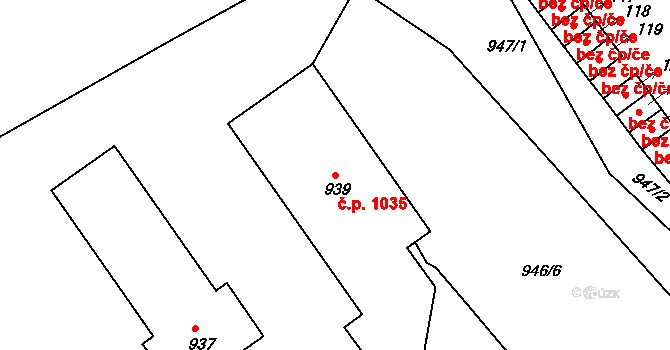 Valtice 1035 na parcele st. 939 v KÚ Valtice, Katastrální mapa
