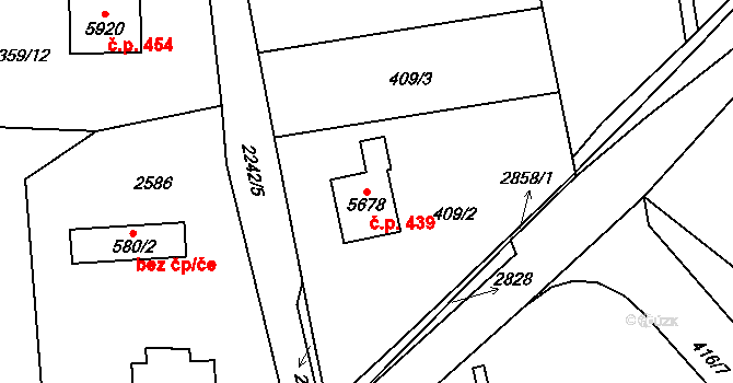 Dolní Předměstí 439, Trutnov na parcele st. 5678 v KÚ Trutnov, Katastrální mapa