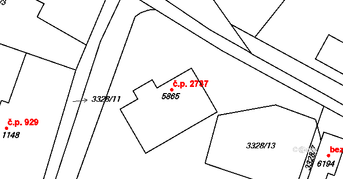 Rakovník II 2737, Rakovník na parcele st. 5865 v KÚ Rakovník, Katastrální mapa