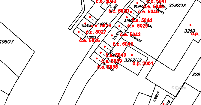 Kadaň 5039 na parcele st. 3194/17 v KÚ Kadaň, Katastrální mapa