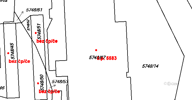 Chomutov 5583 na parcele st. 5748/67 v KÚ Chomutov I, Katastrální mapa