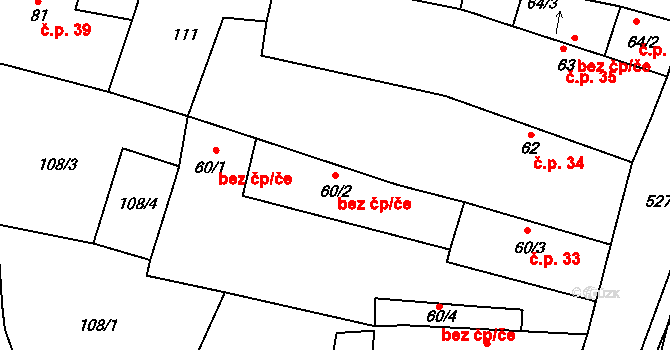 Třebívlice 43639054 na parcele st. 60/2 v KÚ Třebívlice, Katastrální mapa