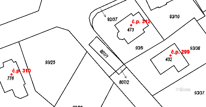 Trnová 45734054 na parcele st. 807/1 v KÚ Trnová u Plzně, Katastrální mapa