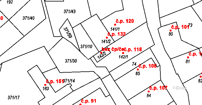 Praskolesy 47047054 na parcele st. 142/2 v KÚ Praskolesy, Katastrální mapa