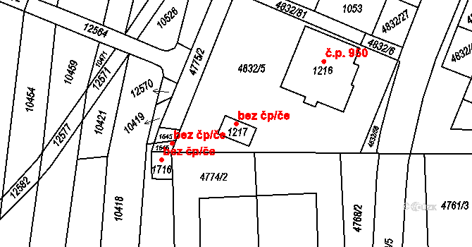 Hrušovany nad Jevišovkou 47464054 na parcele st. 1217 v KÚ Hrušovany nad Jevišovkou, Katastrální mapa
