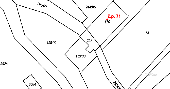Tištín 47736054 na parcele st. 252 v KÚ Tištín, Katastrální mapa