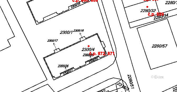 Nivnice 871,872 na parcele st. 2300/4 v KÚ Nivnice, Katastrální mapa