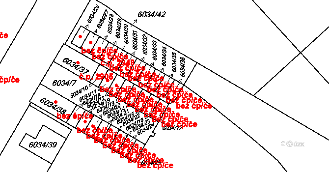 Přerov 50472054 na parcele st. 6034/35 v KÚ Přerov, Katastrální mapa