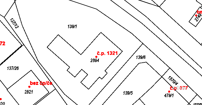Litovel 1321 na parcele st. 2894 v KÚ Litovel, Katastrální mapa
