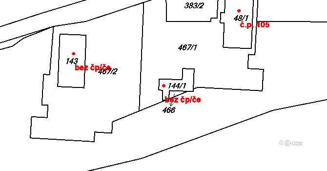 Sádek 78094054 na parcele st. 144/1 v KÚ Sádek, Katastrální mapa