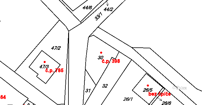 Butovice 398, Studénka na parcele st. 30 v KÚ Butovice, Katastrální mapa