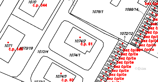 Vimperk II 81, Vimperk na parcele st. 1074/2 v KÚ Vimperk, Katastrální mapa