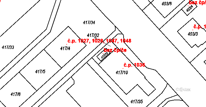 Plzeň 97268054 na parcele st. 417/70 v KÚ Doubravka, Katastrální mapa