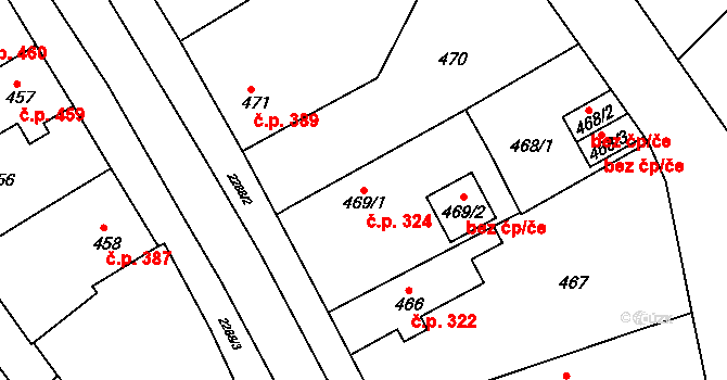 Týniště nad Orlicí 324 na parcele st. 469/1 v KÚ Týniště nad Orlicí, Katastrální mapa